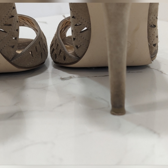 Ivanka Trump Delfino suede leather high Heels front tie Tan stiletto shoes sz 10 - Picture 14 of 14